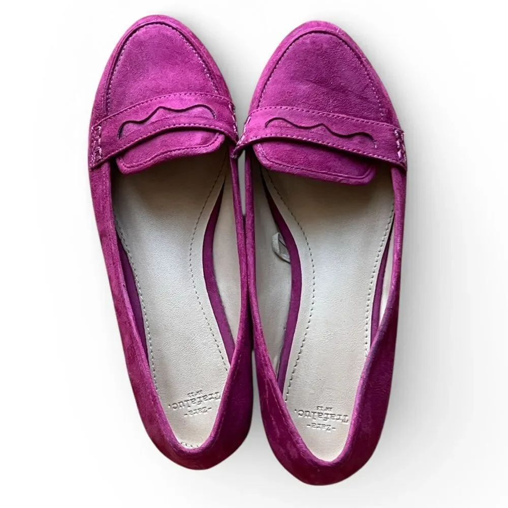 Zara Pink Suede Slip Ons Everyday Feminine Classic Timeless Flats Loafers Sz 36
